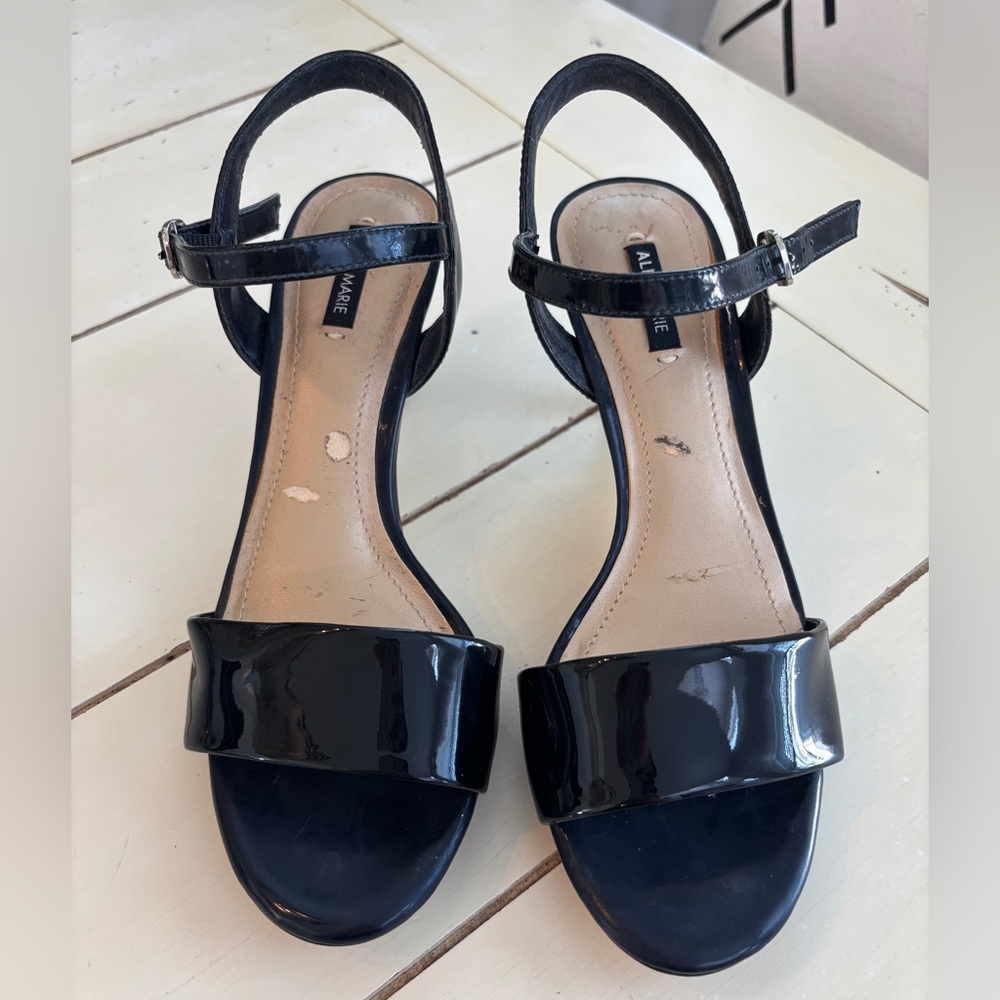 Alex Marie Patent Leather Strappy Sandals Heels Women’s Size 7 Black